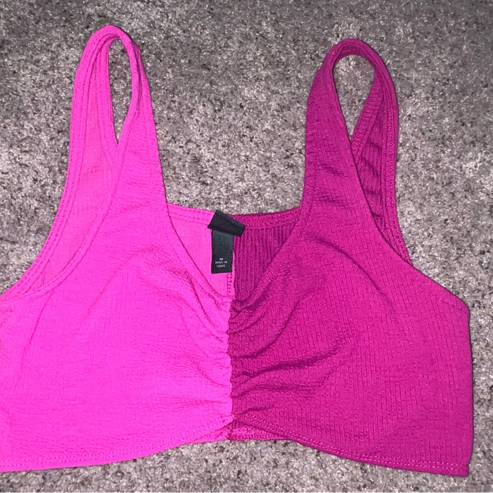 Pink and Purple Colorblock Sports Bra